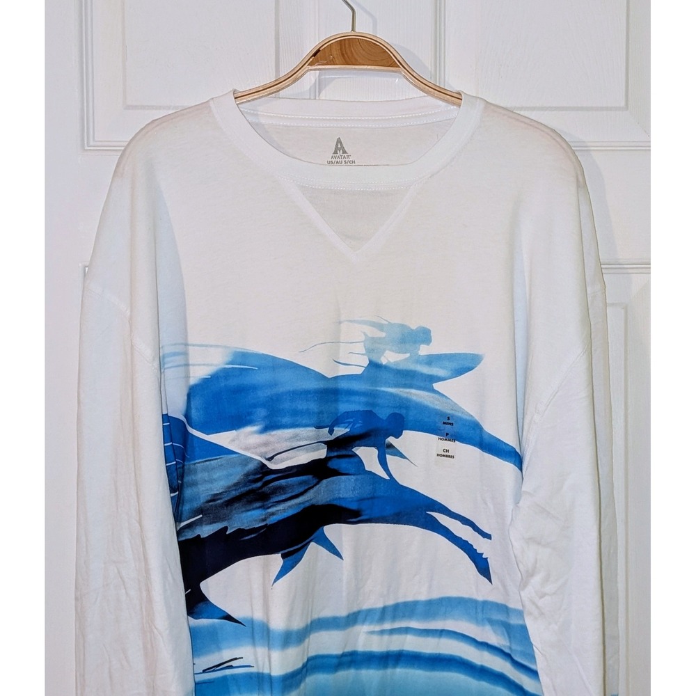 Avatar Marlin Disney Graphic Long Sleeve Crew Neck T-Shirt Blue White Size S NEW - Picture 4 of 10